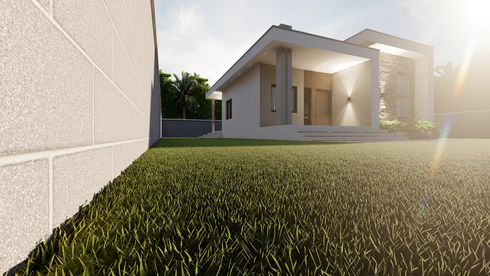 Secundária de Projecto de casa térrea com fachada moderna